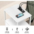 thumbnail image 5 of White Nightstand with 2 Fabric Drawers End Table with Charging Station, 5 of 7