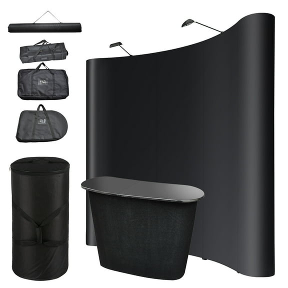 InstaHibit 10x8 Ft Pop Up Backdrop Booth Stand w/ Portable Podium Table Counter