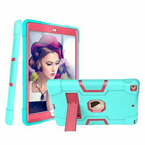 SOATUTO For iPad 9th 8th 7th Generation iPad 10.2 Inch Case Heavy-Duty Drop-Proof and Shock-Resistant Rugged Hybrid case with Kickstand For for New iPad Tab 10.2 inch 2021 2020 2019 - Green Pink