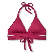 Mossimo Deep Red Faux Wrap Halter Bikini Top Swimwear Womens XL