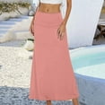 thumbnail image 2 of Fgnfyis Women's Casual Ruched Stretchy High Waist Flared A-Line Midi Skirt for Everyday Comfort and Style Rose Gold L, 2 of 4