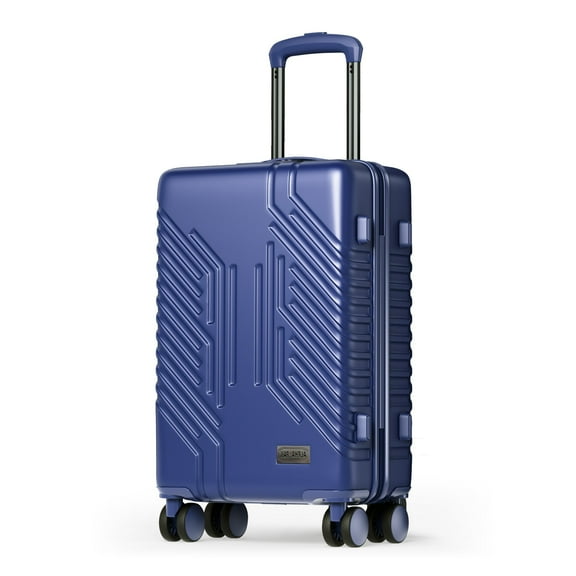 Alpha Joy Hard-shell ABS PC Rolling Luggage 20" Carry-on Luggage with USB Port, Navy