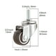 thumbnail image 2 of 2 ruedas giratorias con freno y 2 ruedas giratorias sin freno, ruedas con vástago roscado M8 para carros de mano para muebles, capacidad de 20 kg / 44 lbs por rueda (4 piezas de 1 pulgada)., 2 of 5