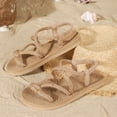 thumbnail image 5 of Willtoo Womens Summer Sandals Flat Slide Slippers Boho Open Toe Comfortable Thong Flip Flops Beach Pool Shower, 5 of 7