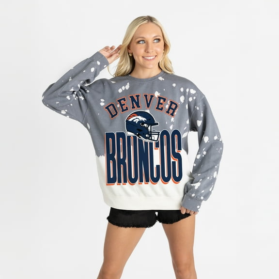 Women's Gameday Couture Gray Denver Broncos Arch Rivals Faded Wash Sweatshirt
