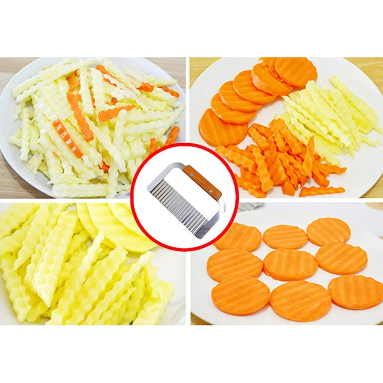 Potato Slice Knife, Corrugated French Fries Cutter with Stainless Steel Blade for Vegetable, Fruit and Waffle, Vegetable Cutter - Corrugated Slicer 