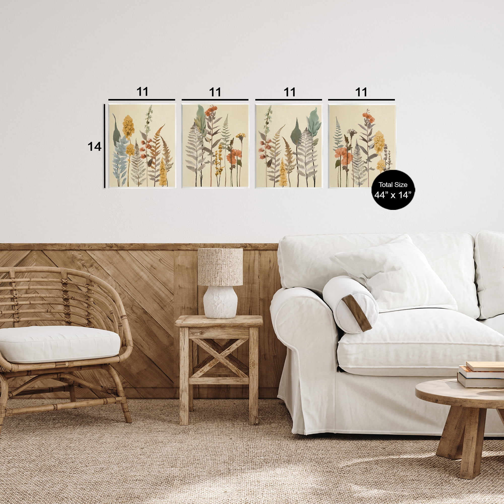 Stupell Industries Wispy Earthy Botanicals 4 Piece Wall Plaque Art Set, design by Elizabeth Medley