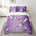 thumbnail image 2 of Hummingbird Bed in a Bag King Size Comforter Set 7 Pieces,Purple Sequin Fluid Art Bedding Set,Crystal Diamond Comforter and Sheet Set Rustic Aesthetic Animal Bed Set,Jungle Bird Room Decor, 2 of 5