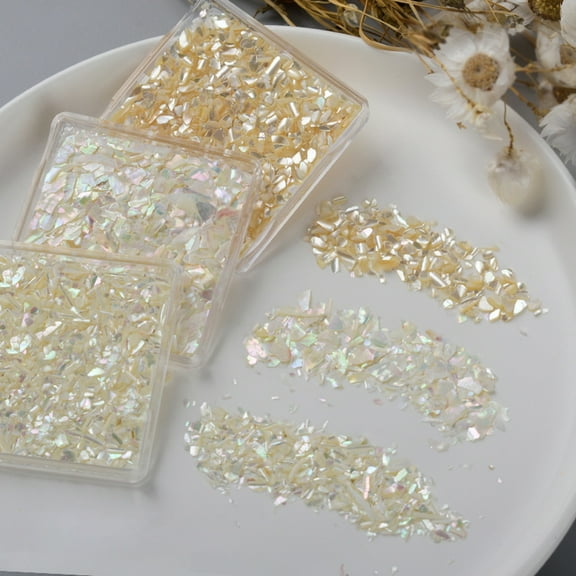 opvise 1 Box Nail Art Decoration Irregular Shape Ultra-thin Mix Size Shiny Effect Decorative Natural Manicure Shell Fragments Nail Art Jewelry Nail Supplies