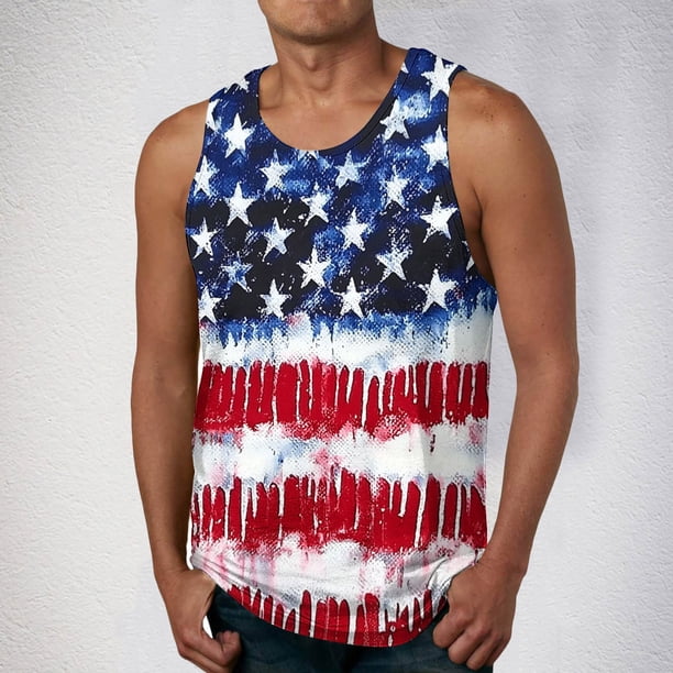 Camiseta sin mangas de cuello redondo para hombre, ropa de ocio, fitness, para el hogar, pijamas, camiseta con estampado de moda a color, blusa deportiva de poliéster para hombre