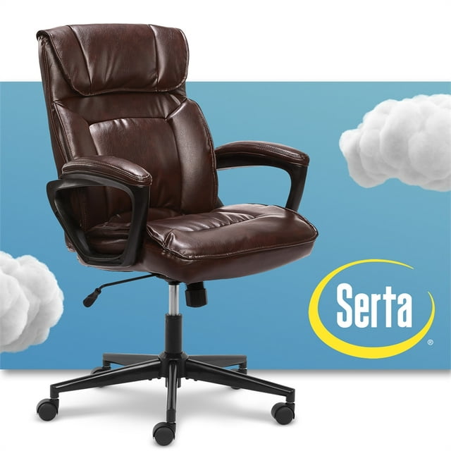 Serta at Home Style Hannah I Leather Office Swivel Chair in Biscuit