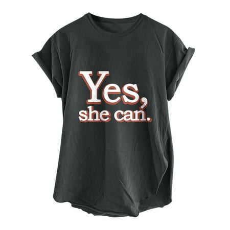 

Shirts for Women Womens Tops Dressy Casual Women s Shirt Tees Funny Lovely Vintage Side Slit Tee Short Sleeve Fun Letter Print Loose Dropped Shoulder Sleeves Blouse Off Shoulder Tops Gray 2XL