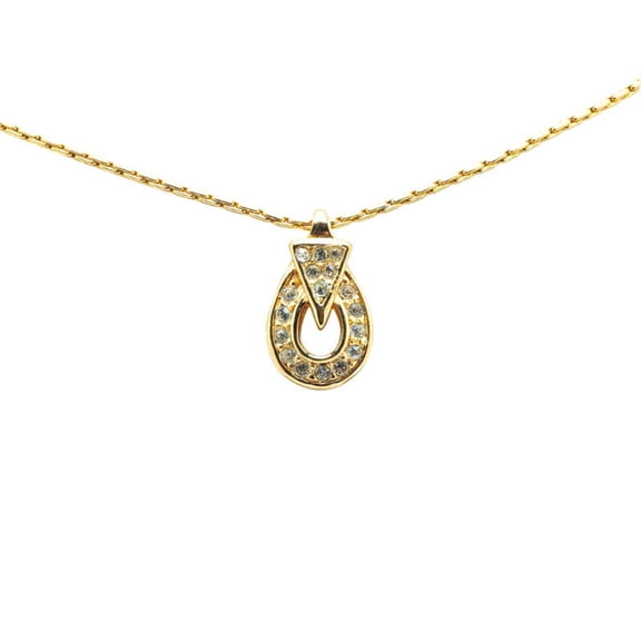 Pre-Owned Christian Dior Dior pendant necklace, gold plated with rhinestones, for... (Good)