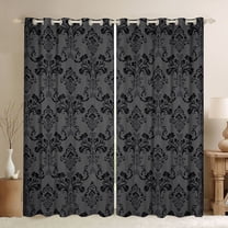 Feelyou Retro Western Damask Curtains Pack of 2 (42x84 Each) for Women, Bohemian Flower Grey Curtains Blackout, Hippie Mandala Theme Bedroom Curtains, Curtains and Drapes Home Decor