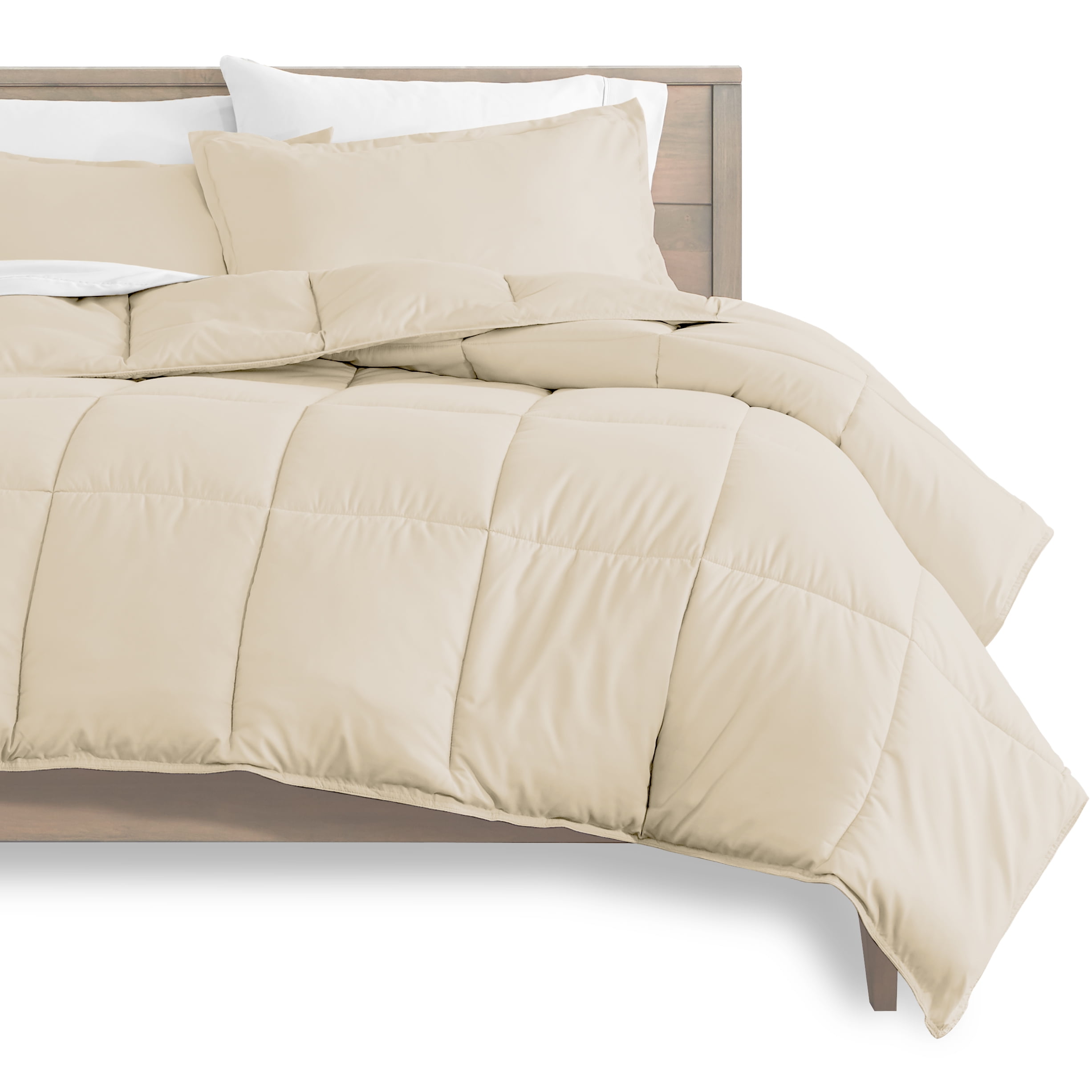 Bare Home Ultra-Soft Goose Down Alternative Comforter Set, Queen, Sand