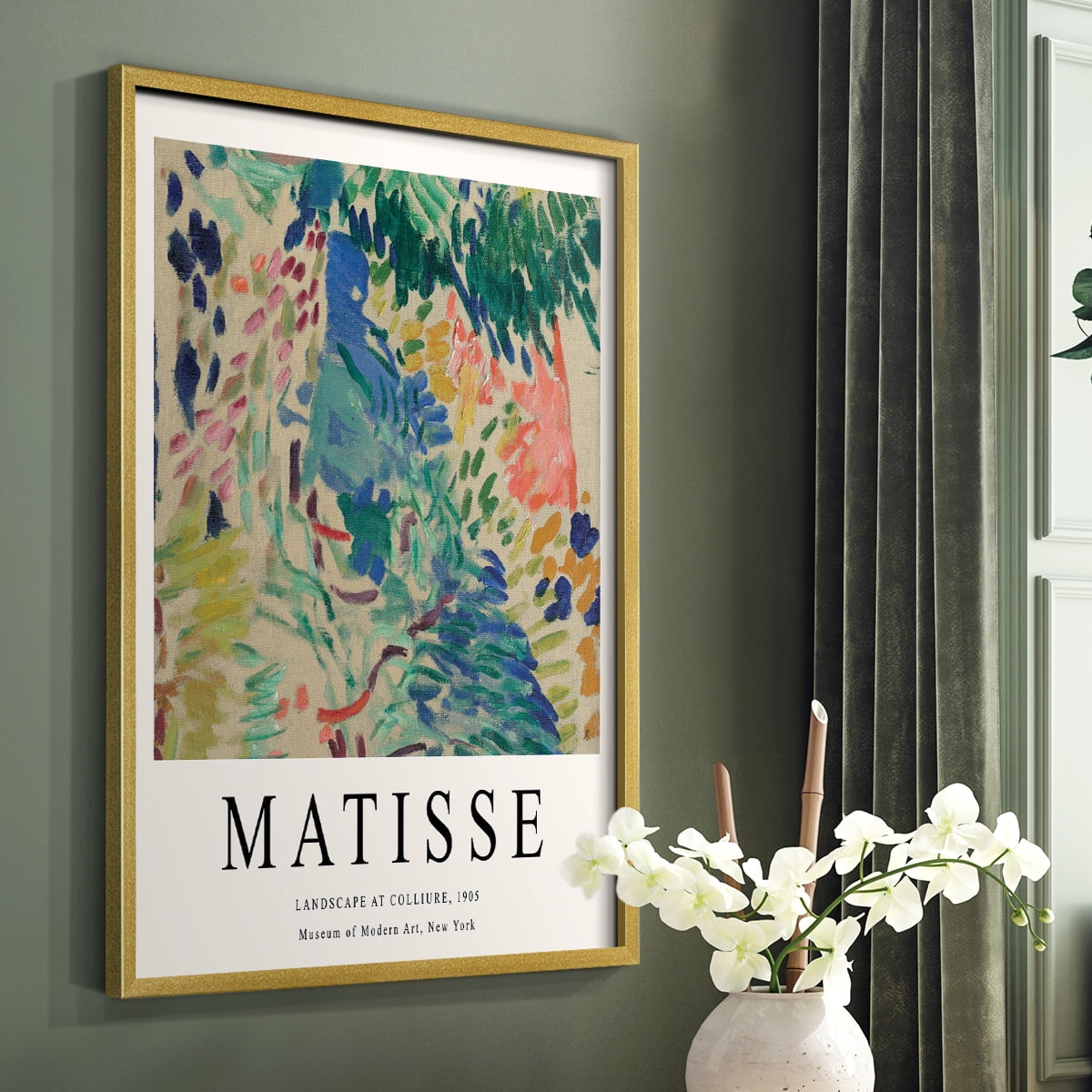 Matisse CDXCIII in Gold Solid Wood Framed Print No Nail Hanging
