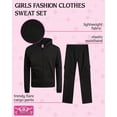 thumbnail image 2 of Real Love Girls Sweatpants Set - 2 Piece Fleece Hoodie and Flare Cargo Pants Activewear Set (7-16), 2 of 7