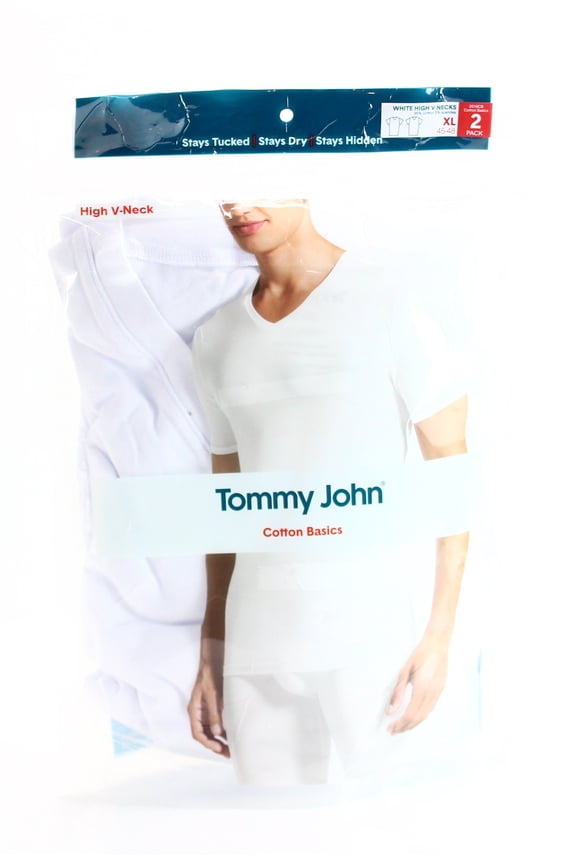 2 Pack Mens High V Neck Cotton Undershirt XL