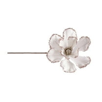 Christmas Flower Decoration, Christmas Artificial Flowers, Glitter Christmas Floral Arrangement for Holiday Home Decoration, Durable High Simulation Material, 25cm Size, White and Burgundy Colors