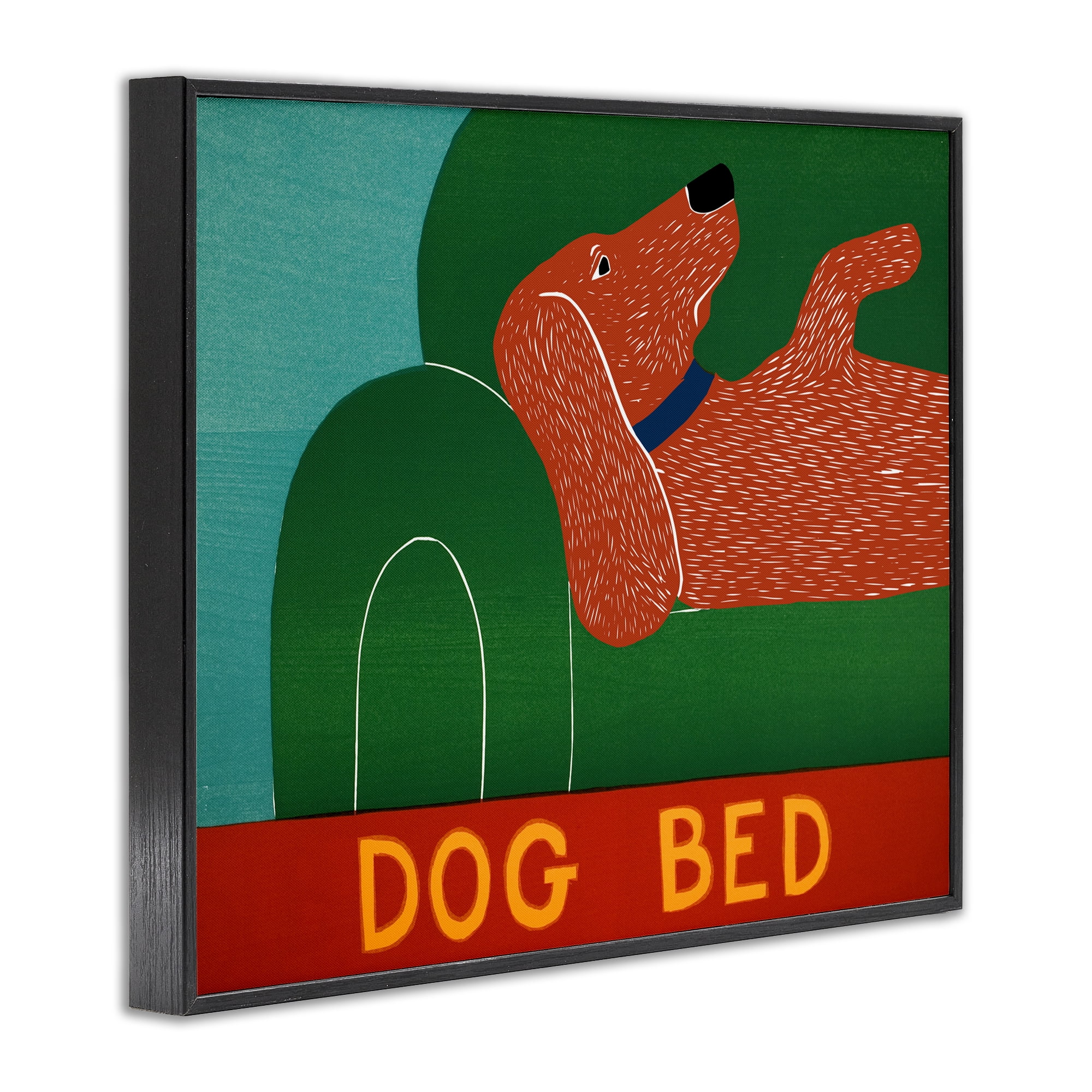 Dog Bed Couch Black Framed Giclee Art, design by Stephen Huneck