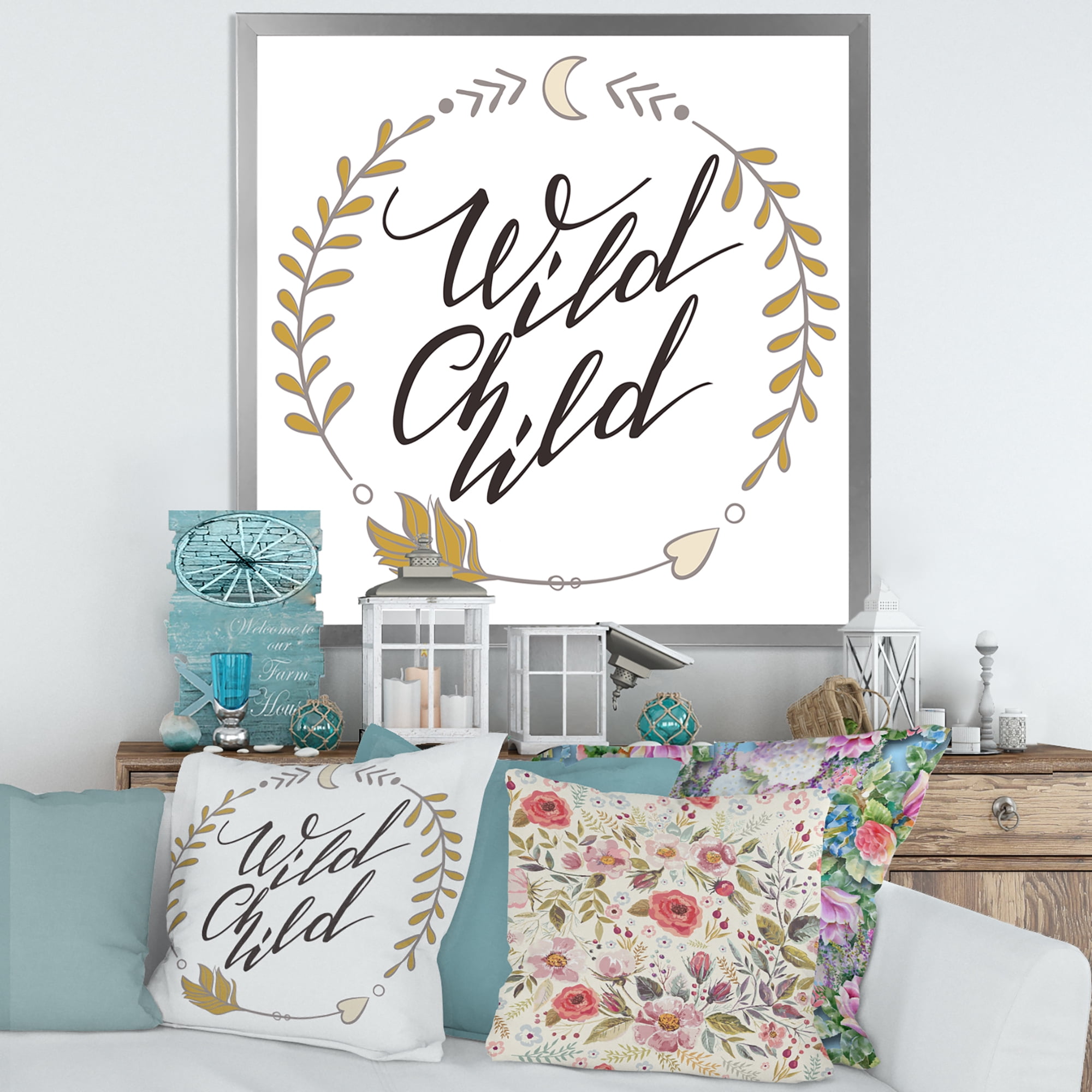 Designart 'Wild Child Under Arrows Circled' Traditional Framed Art Print