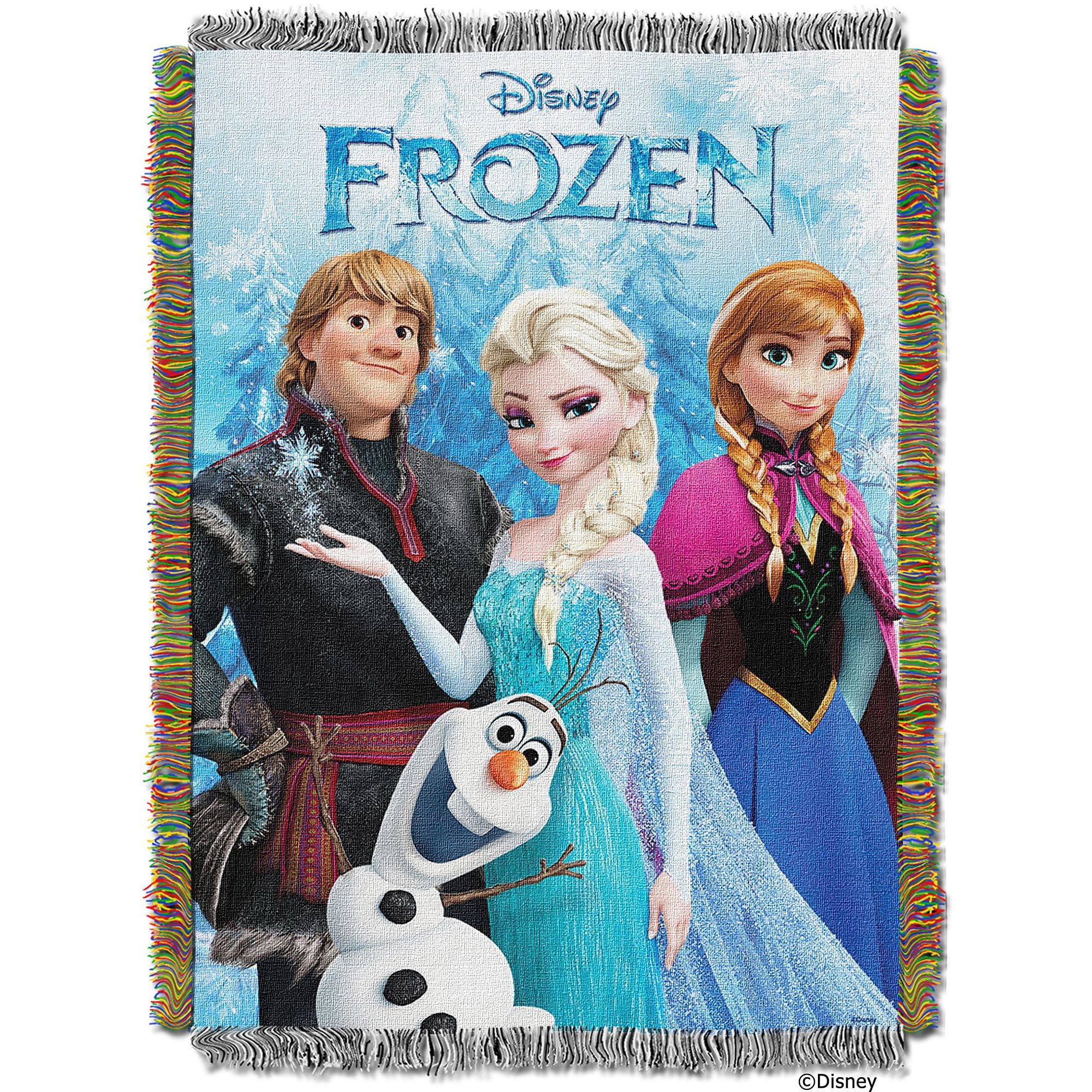 Disney Frozen Woven Tapestry Throw Kids 48"x60"  New Elsa Anna blanket 