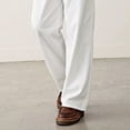 thumbnail image 4 of GINGTTO Men's Breathable Linen Pants - White Relaxed-Fit Casual Trousers for Daily & Vacation, 4 of 5