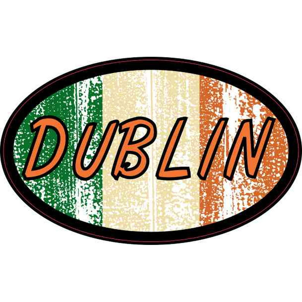 4in x 2.5in Oval Irish Flag Dublin Sticker