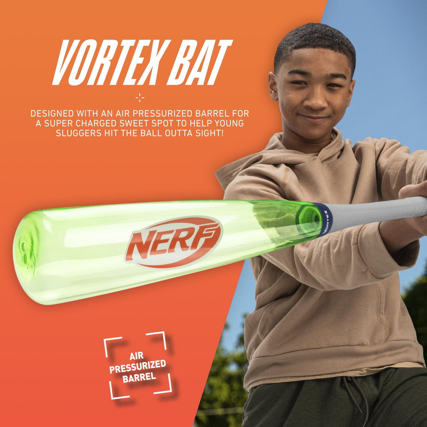 Nerf 30" Vortex Baseball Bat and Ball, Nerf Bat and Ball