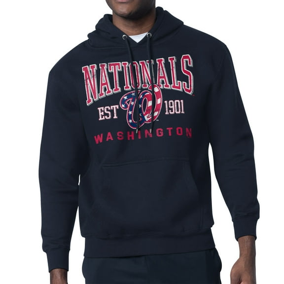 Men's-Starter  Navy Washington Nationals Distressed Fleece Pullover Hoodie