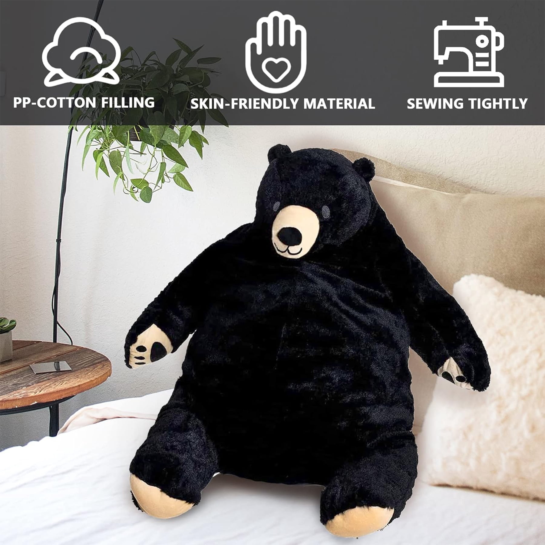 Djungelskog Bear Plush Toy - Soft and Cuddly (23.6 inches, Black) - Perfect for Kids and Adults