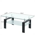thumbnail image 3 of Rectangle Glass Coffee Table, Modern Side Coffee Table For Living Room, 2-Tier Tea Table With Tempered Glass Tabletop, Lower Shelf For Living Room, 3 of 6