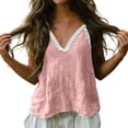 thumbnail image 6 of Ecqkame Tank Tops for Women V Neck Lace Trim Adjustable Spaghetti Strap Cami Top Solid Casual Sleeveless Summer Blouse Pink XL, 6 of 8