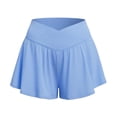 thumbnail image 3 of BUIGTTKLOP Crossover Athletic Shorts for Women 2 in 1 Flowy Running Shorts with Pockets Workout Tennis Skorts, 3 of 4