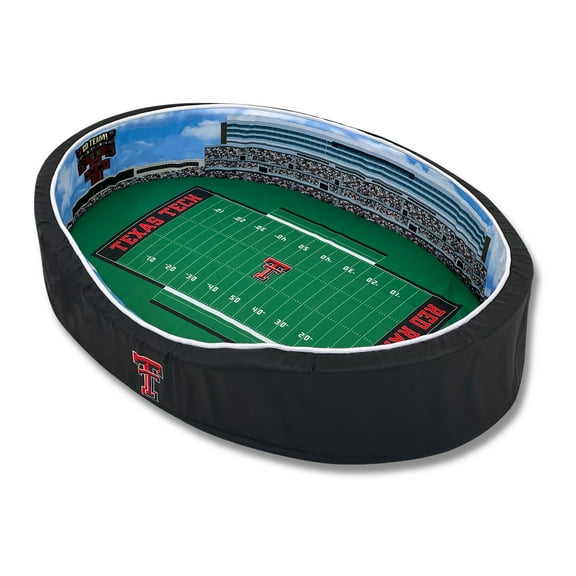 Red/Black Texas Tech Red Raiders 8'' x 25'' x 38'' Large Stadium Oval Dog Bed