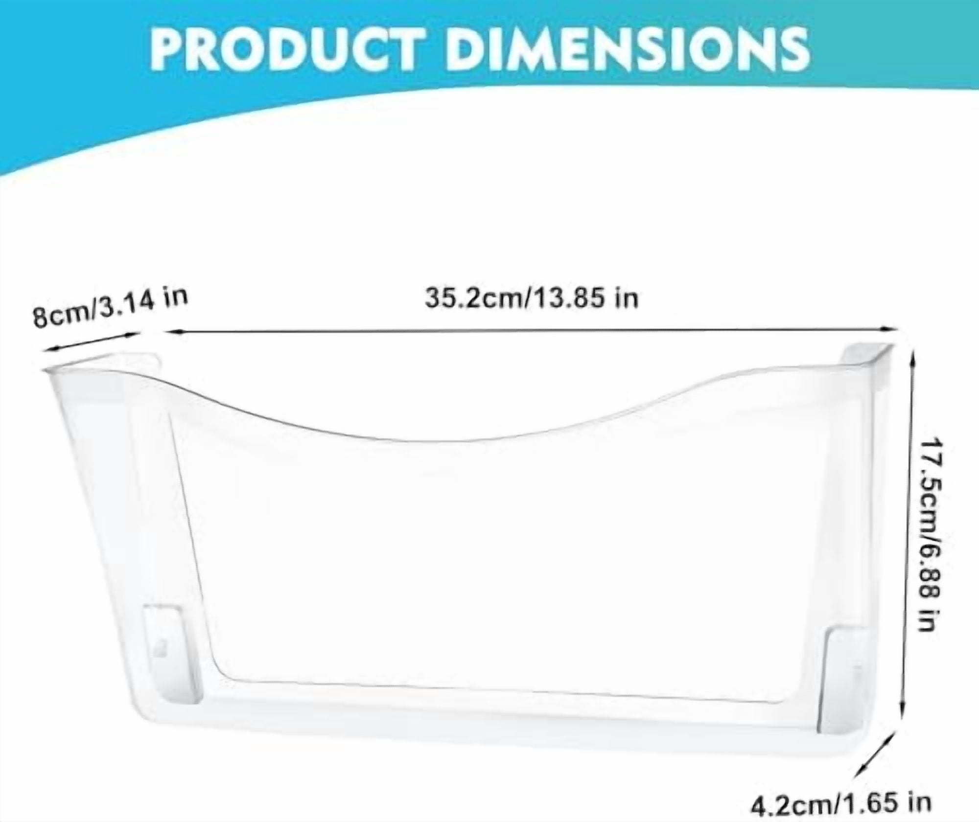 4 Pack Clear Single Pocket Hanging File Organizer, Plastic Wall Mount Paper Mails Magazines Holder, Mounted Folder Bins for Office, School and Home, 13.85x3.14x6.88 inches