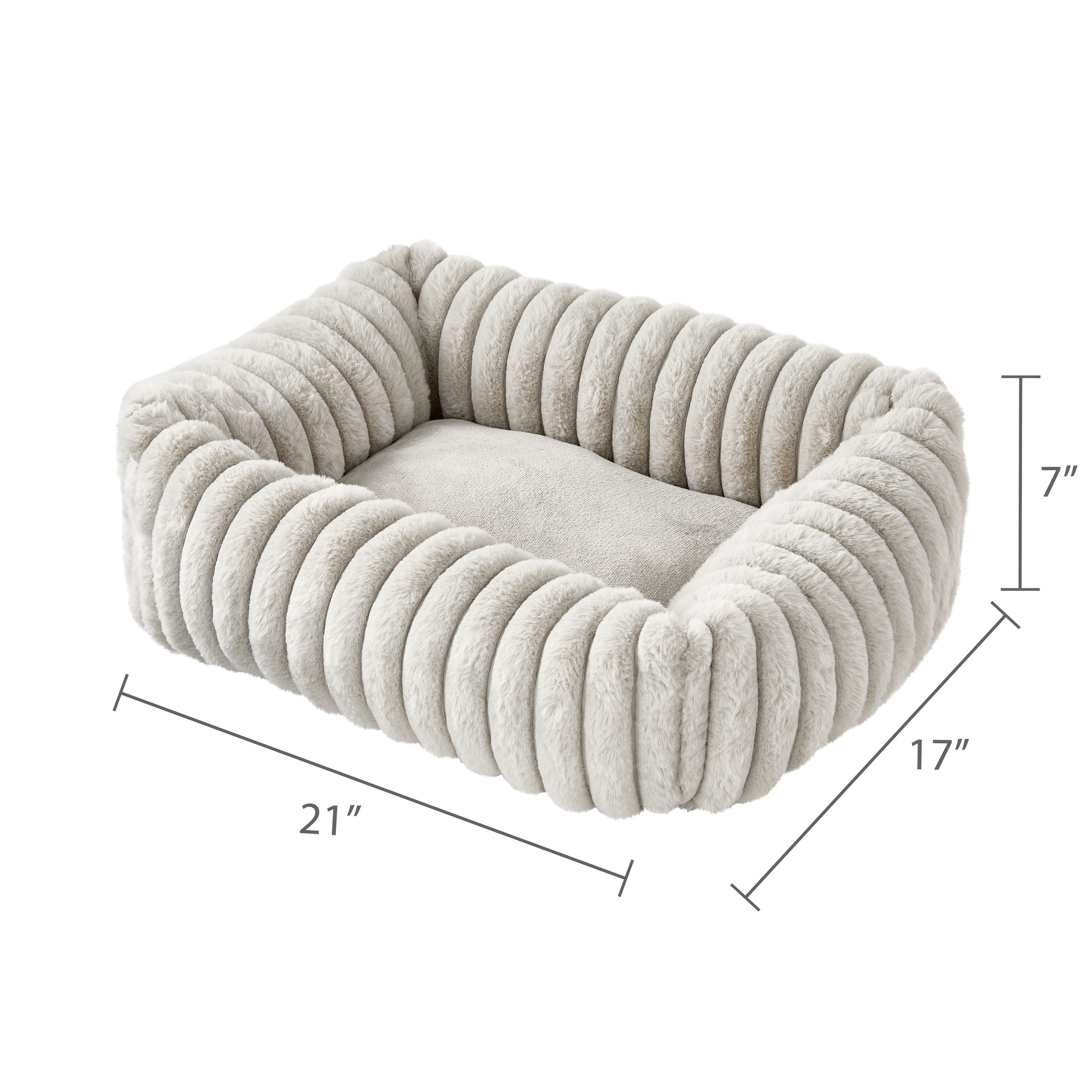 Vibrant Life Small Thick Corduroy Plush Bolster Dog Bed, Gray, 17" x 21"