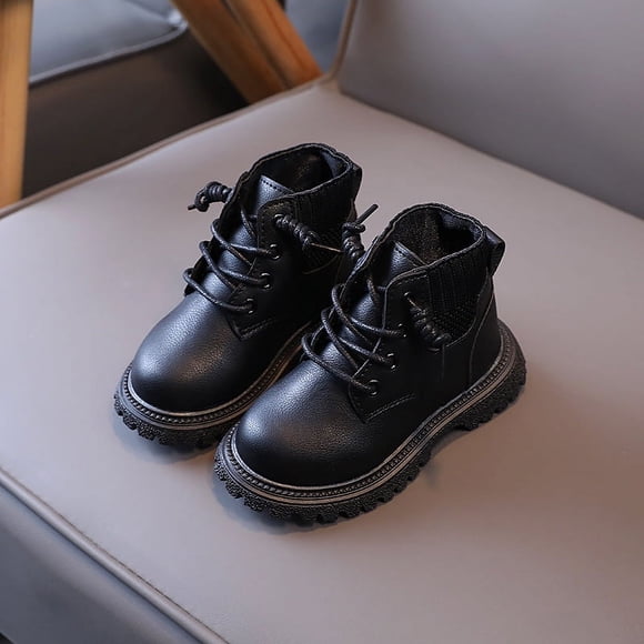 Botas Martin para niños otoño e invierno nuevas botas cortas de cuero con boca de lana botas cortas para niños botas individuales para niñas