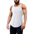 thumbnail image 4 of Conairie Men Tank Tops Gym Solid Color Slim Workout Crewneck Sleeveless T-Shirt Breathable Beach Hippie Vest White XXL, 4 of 7