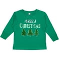 thumbnail image 3 of Inktastic Merry Christmas Green Plaid Christmas Trees Boys or Girls Long Sleeve Toddler T-Shirt, 3 of 5
