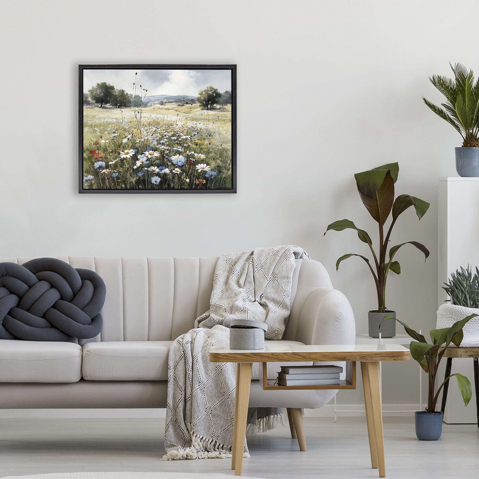 Stupell Industries Calm Meadow of Wildflowers Black Framed Floater Canvas Wall Art, design by Franklyn Gregory