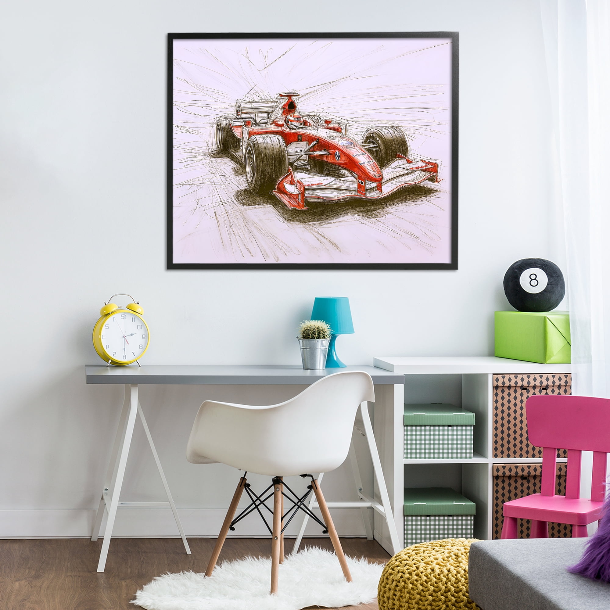 Stupell Industries Sketched Race Car Concept Black Framed Giclee Art, design by Steve Hunziker