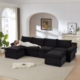 thumbnail image 4 of MAYEERTY Modern Modular Corduroy Sofa, Black Cloud-Soft Sectional Couch for Apartment, 4 of 9