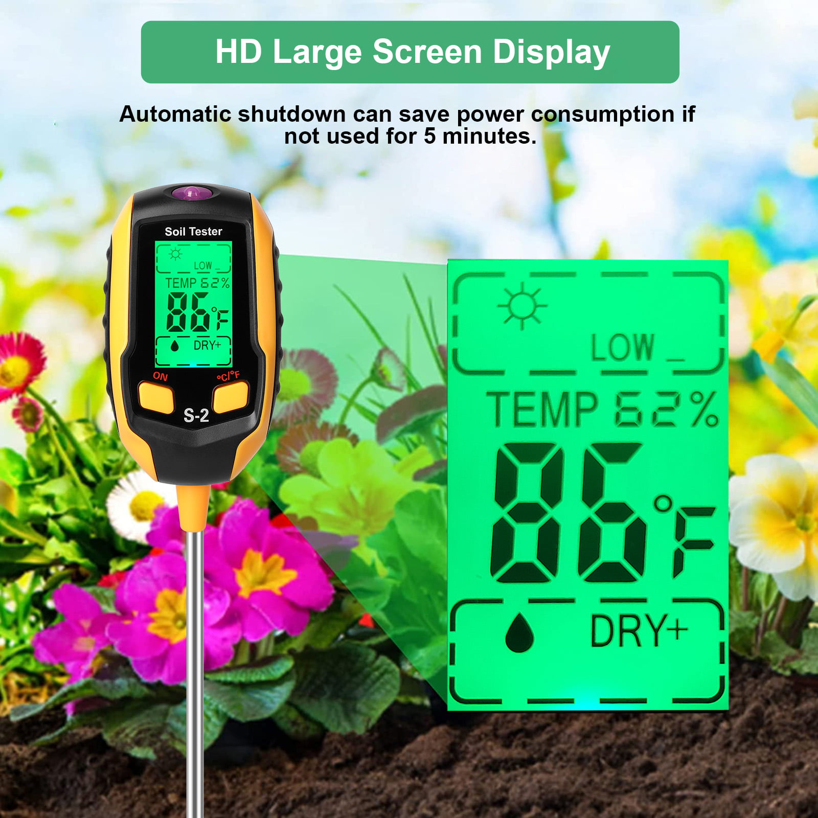 Soil Moisture Meter Tester Probe Sensor for Garden Farm Lawn Household  Indoor Outdoor - HENGKO