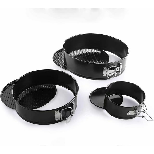 Moules à Gâteau Springform, Moules à Gâteau en Acier Inoxydable, Noir Métallique, Ensemble de Moules Ronds, 4 Pouces, 7 Pouces, 9 Pouces