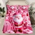 thumbnail image 2 of jejeloiu Lovely Santa Claus Queen Sheet Sets,Sweet Candy Cane Flat Sheet,Girls Pink Christmas Gifts Queen Fitted Sheet For Kids,Ultra Soft Home Decor,4pcs, 2 of 7