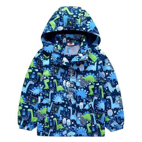 KYAIGUO Toddler Boys Girls Rain Jackets Kids Lightweight Waterproof Hooded Jackets Coat Fashion Print Long Sleeve Jacket Raincoats Sized 3-10T