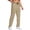 Khaki, variant on Men's High Waist Straight Leg Casual Pants Elastic Drawstring Stretch Long Trousers with Side Pockets Wrinkle Resistant Business Work Pants