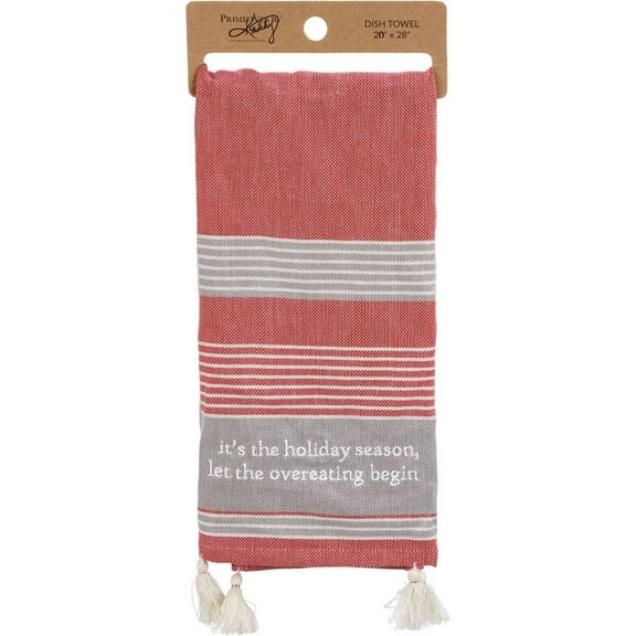 Decorative Towel Holiday Season Dish Towel Cotton Tassels Overeating 111341
