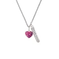 thumbnail image 2 of Delight Jewelry Silvertone Hot Pink Resin Heart in Frame Silvertone Fearless Bar Charm Necklace, 23", 2 of 4